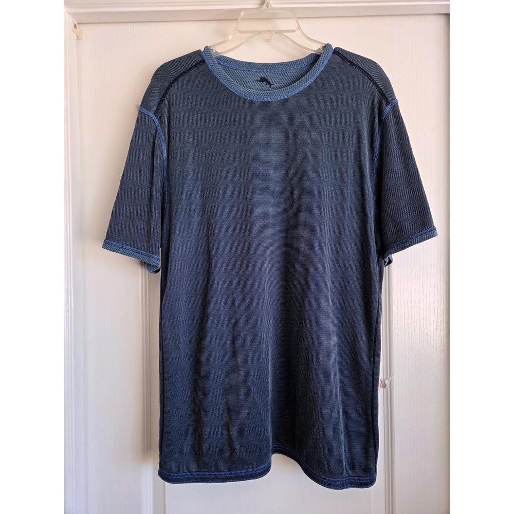 Tommy Bahama Mens IslandZone Reversible T-Shirt Blue Textured Short Sleeve Sz‎ L - Picture 6 of 8